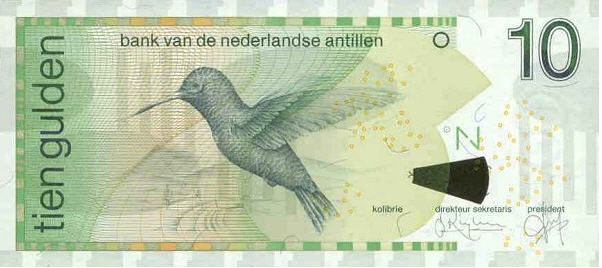 P28a Netherlands Antilles 10 Gulden Year 1998